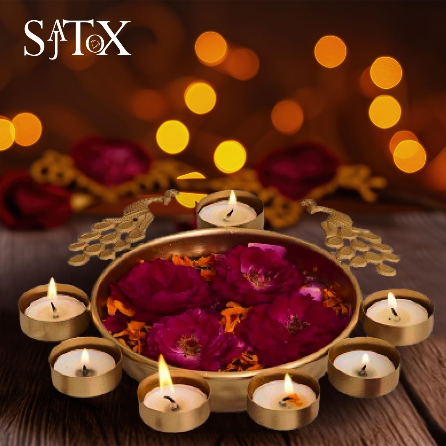 SAJTOX Decorative Peacock Urli Bowl 95 Inches