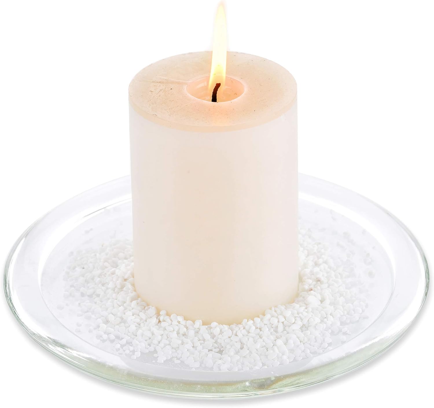 Nuptio Clear Glass Candle Holder 7 Inches Wedding Centerpiece Tray