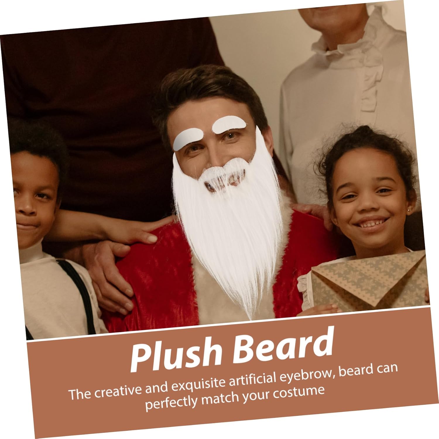 WESIEVYA 1 Set White Plush Fake Mustache Christmas Beard Halloween Props