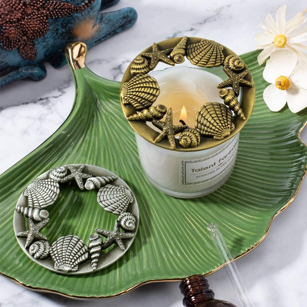 PH PandaHall 2Pack Candle Jar Topper with Shell Starfish Design