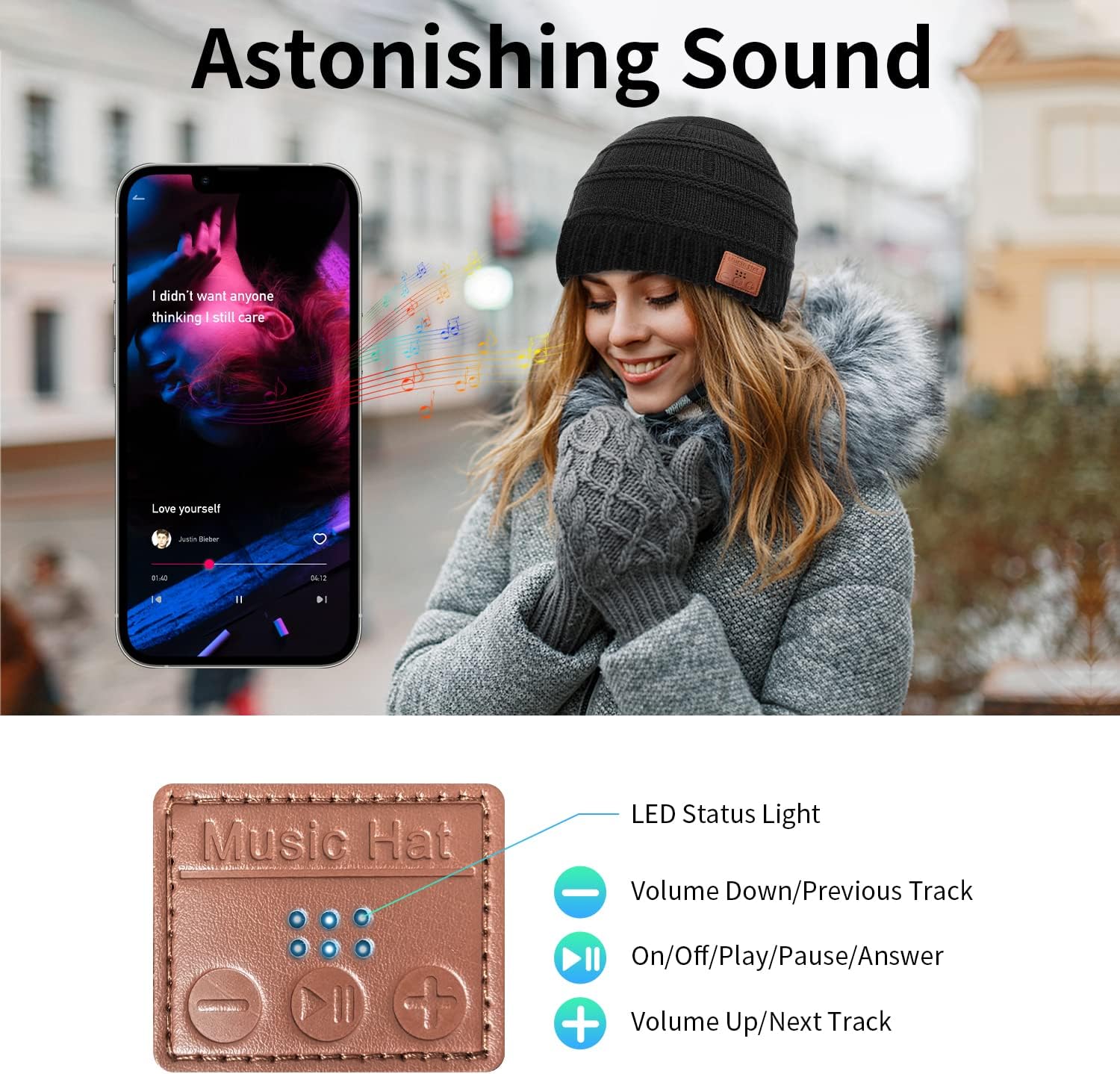 Wireless Beanie with 52 Headphone for Men Women