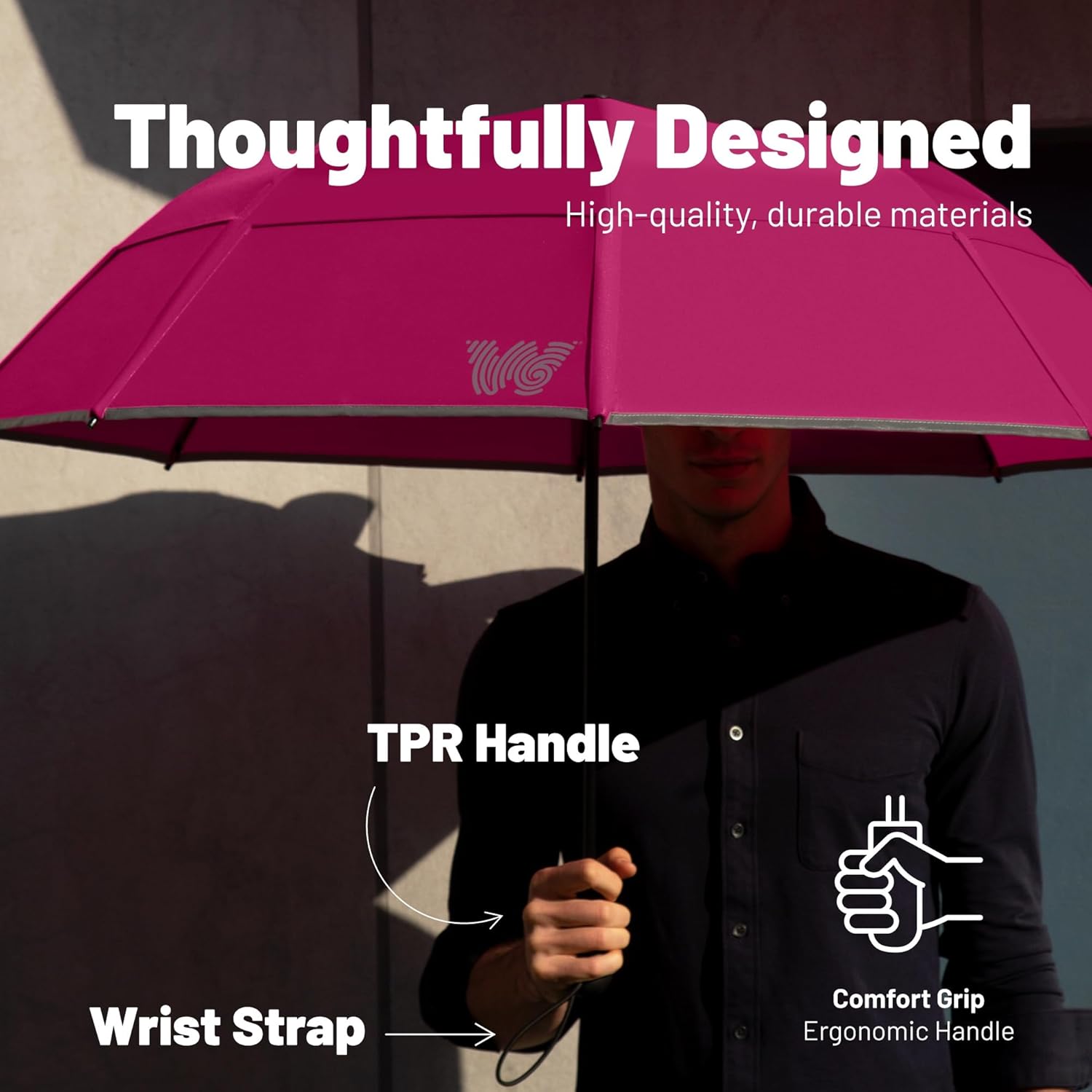 Weatherman Premium Collapsible Travel Umbrella - Windproof and Durable