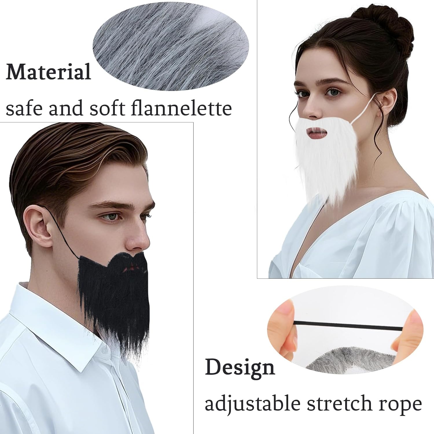 10 Pcs Fake Beards Funny Realistic Beards for Men