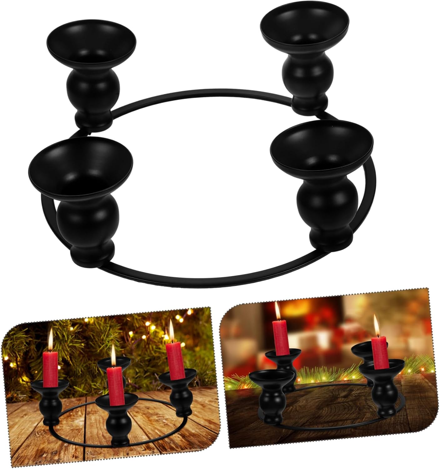 Iron Black Christmas Candle Holder Ring 1