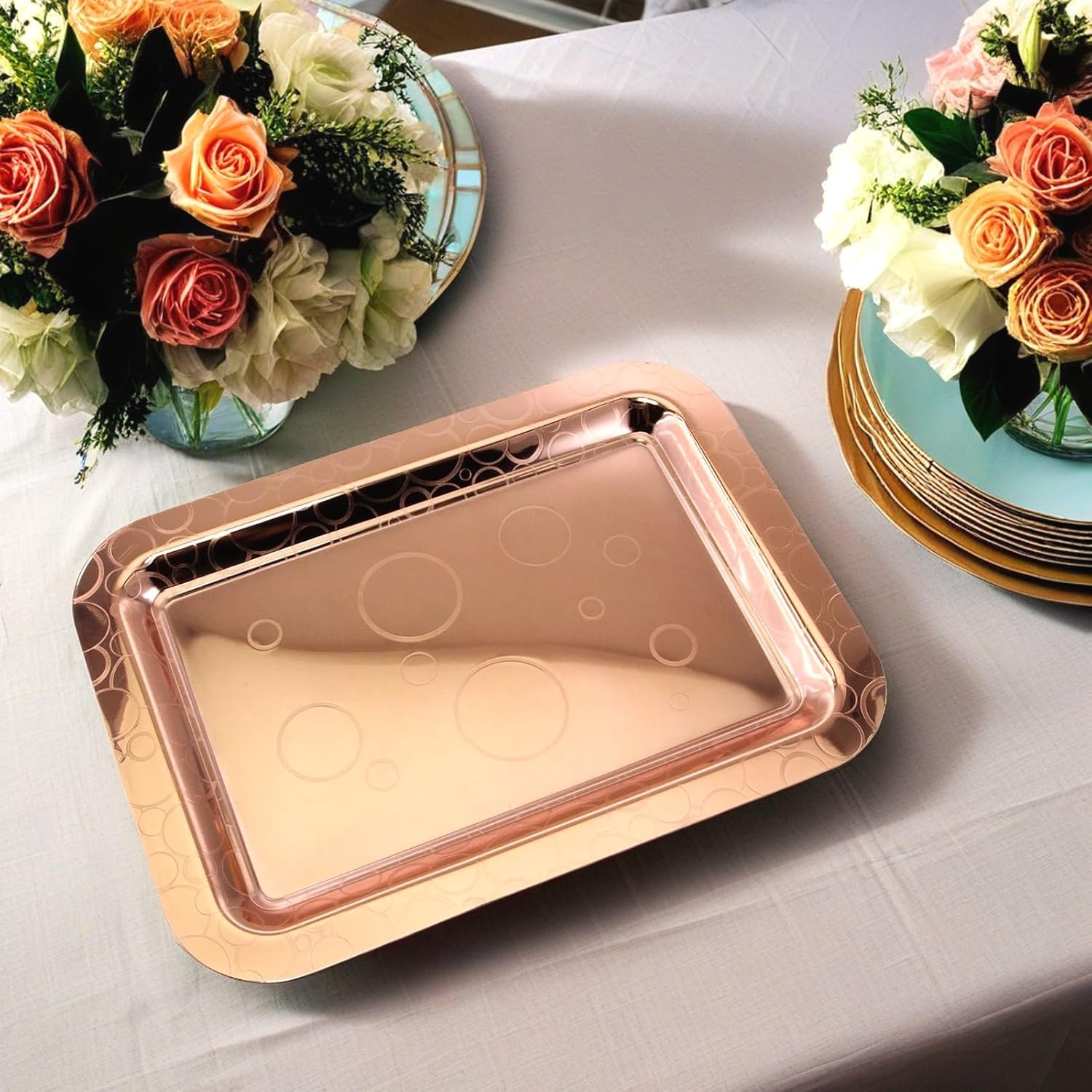 Pack of 3 20x143 Inch Gold Plated Mirror Serving Trays 1