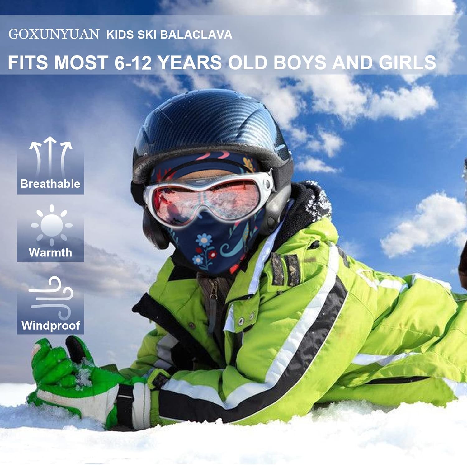 GOXUNYUAN Kids Balaclava Ski Mask Winter Warm Cover