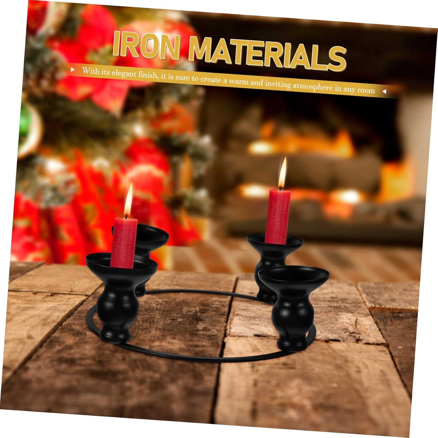 Iron Black Christmas Candle Holder Ring 1