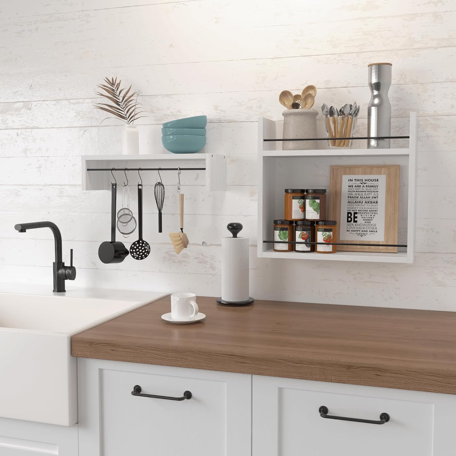 RICHER HOUSE Floating Wall Shelves - White