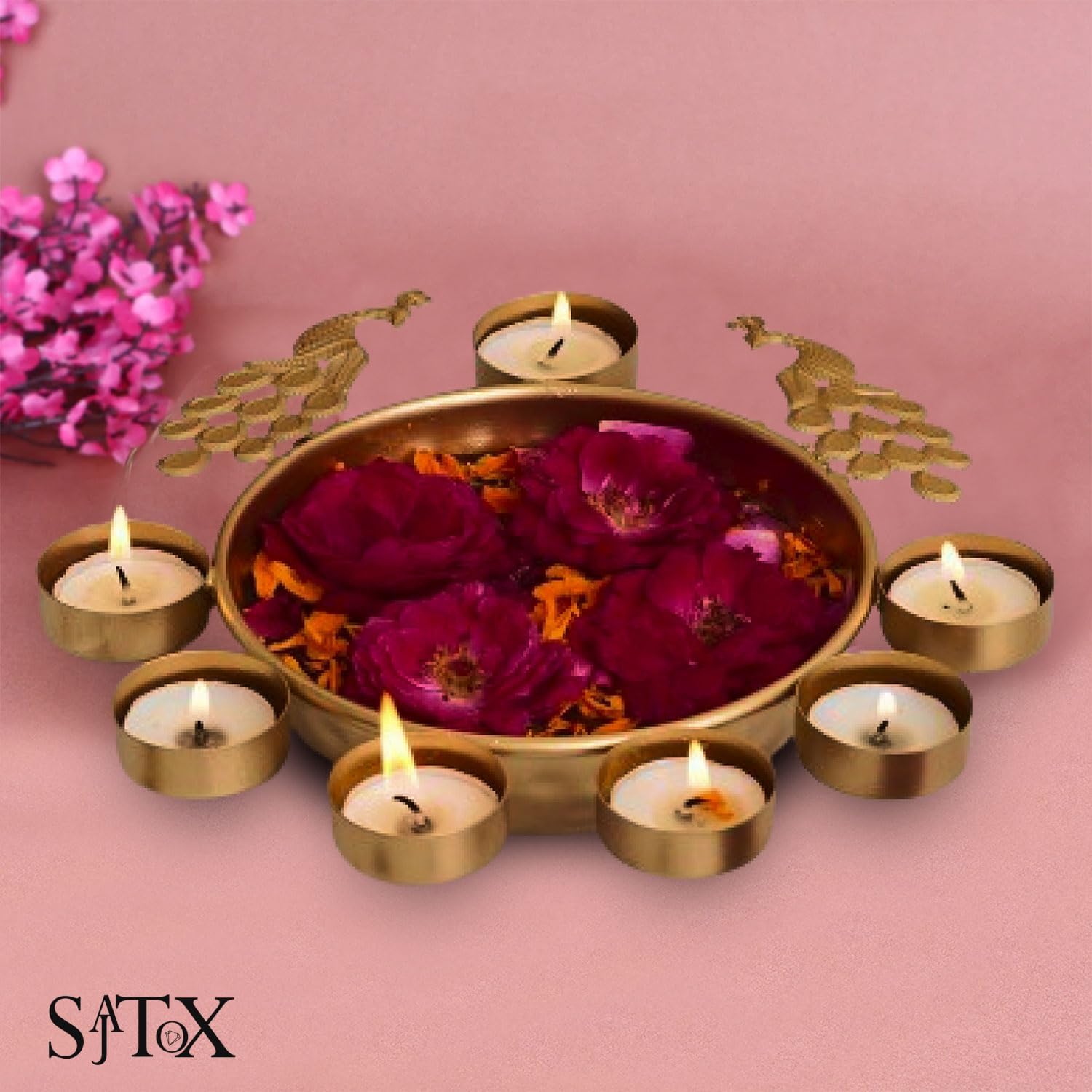 SAJTOX Decorative Peacock Urli Bowl 95 Inches