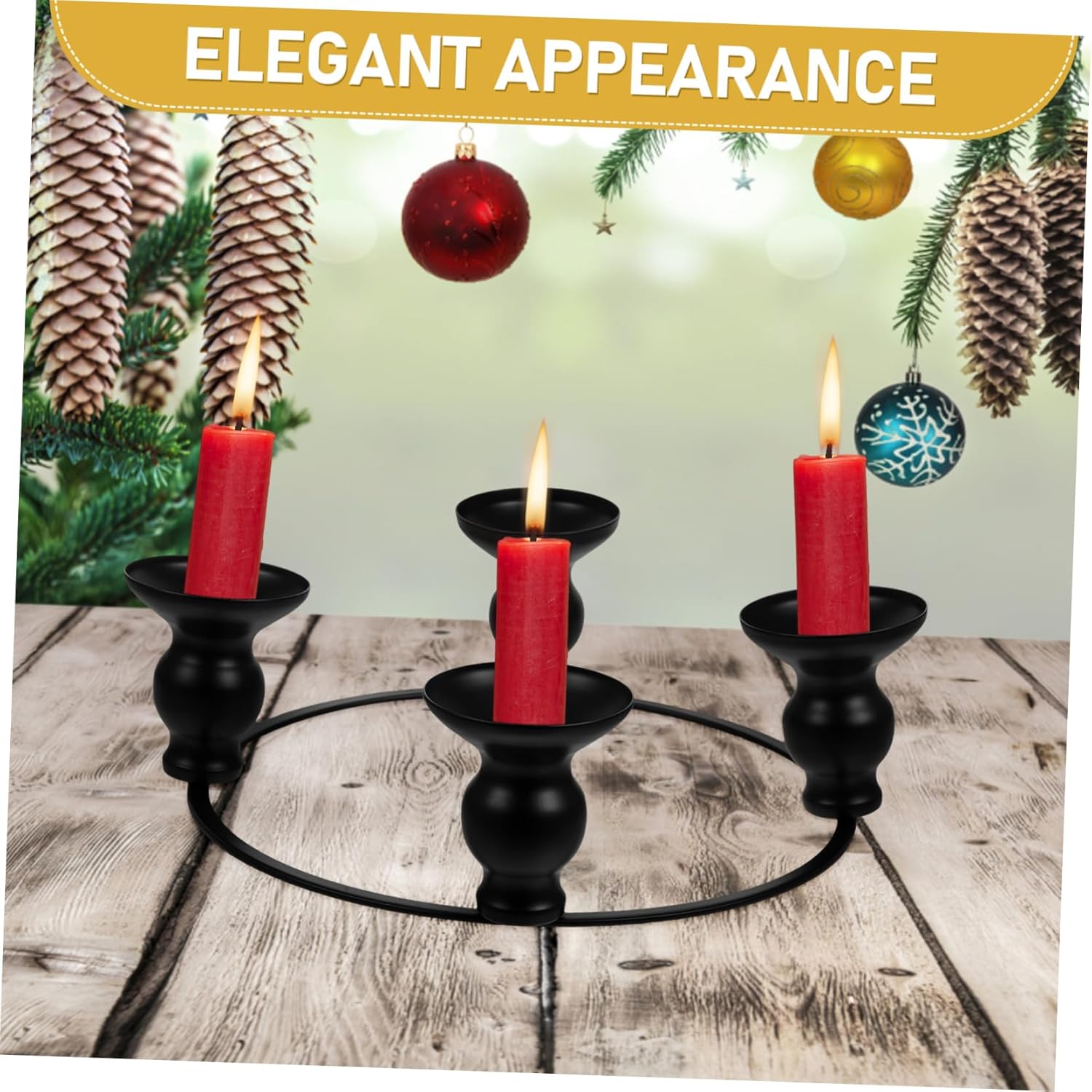 Iron Black Christmas Candle Holder Ring 1