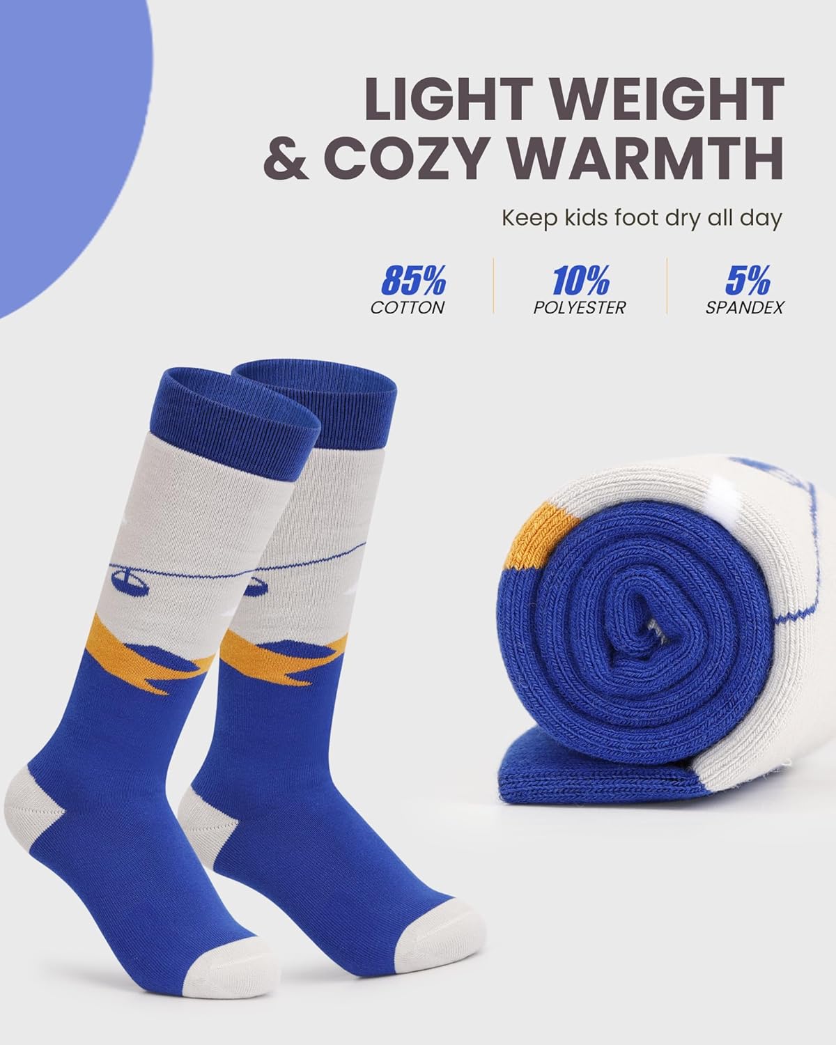 OutdoorMaster Kids Ski Socks Warm Thermal Over the Calf Design