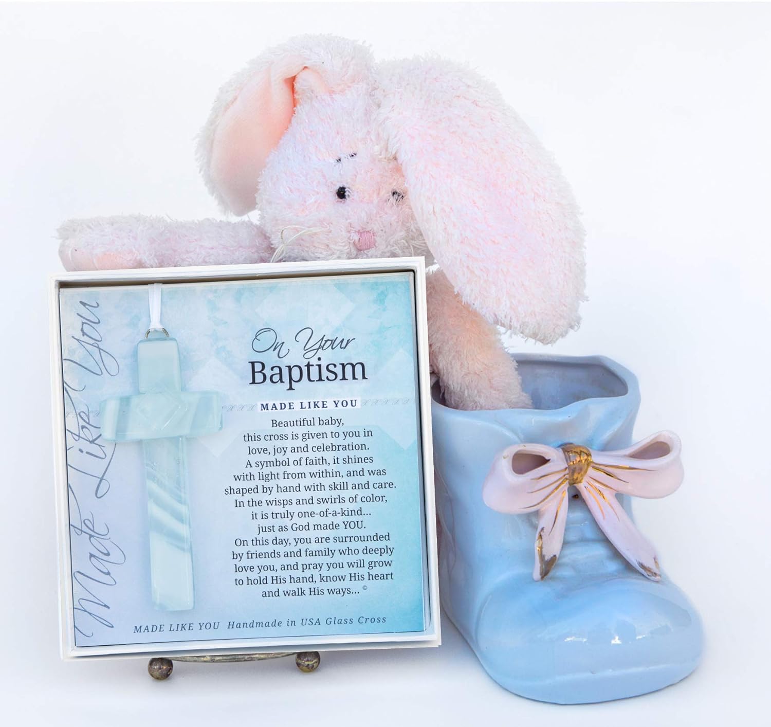 Baptism Gift Set - Glass Cross Child of God Blanket