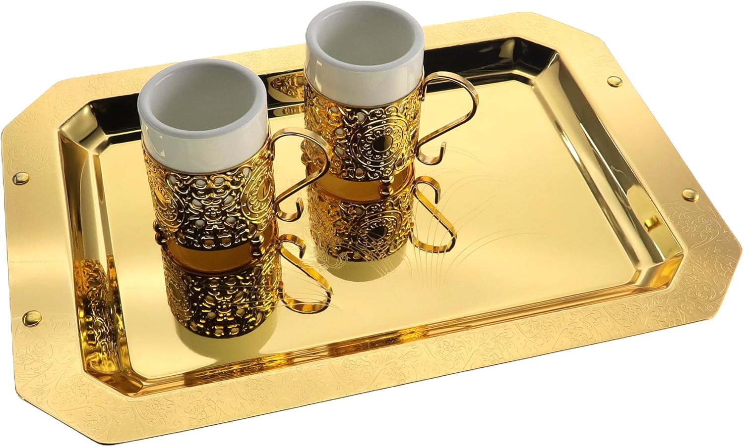 Pack of 3 14x98 Inch Iron Gold Serving Trays