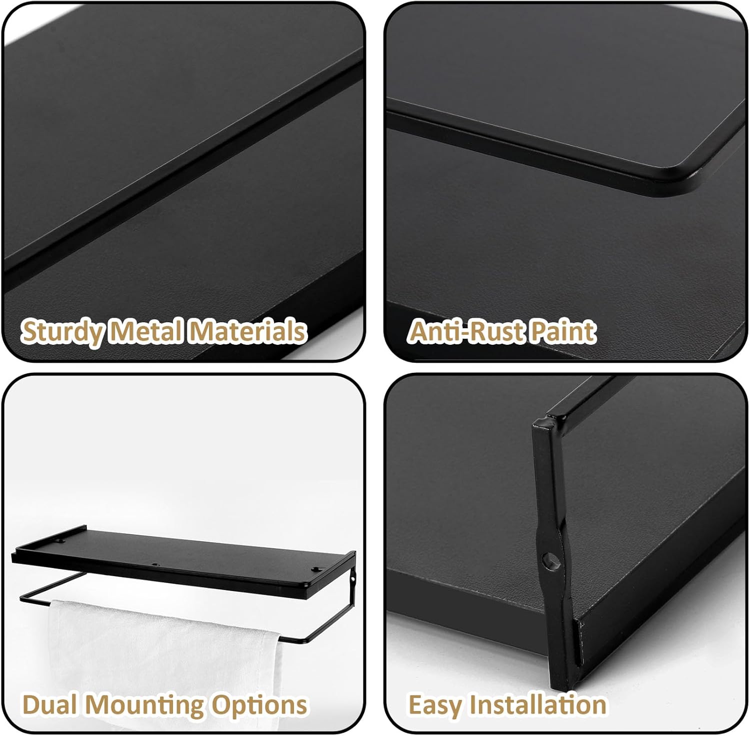 Modern Floating Shelf Set with Towel Rack for Bathroom Storage