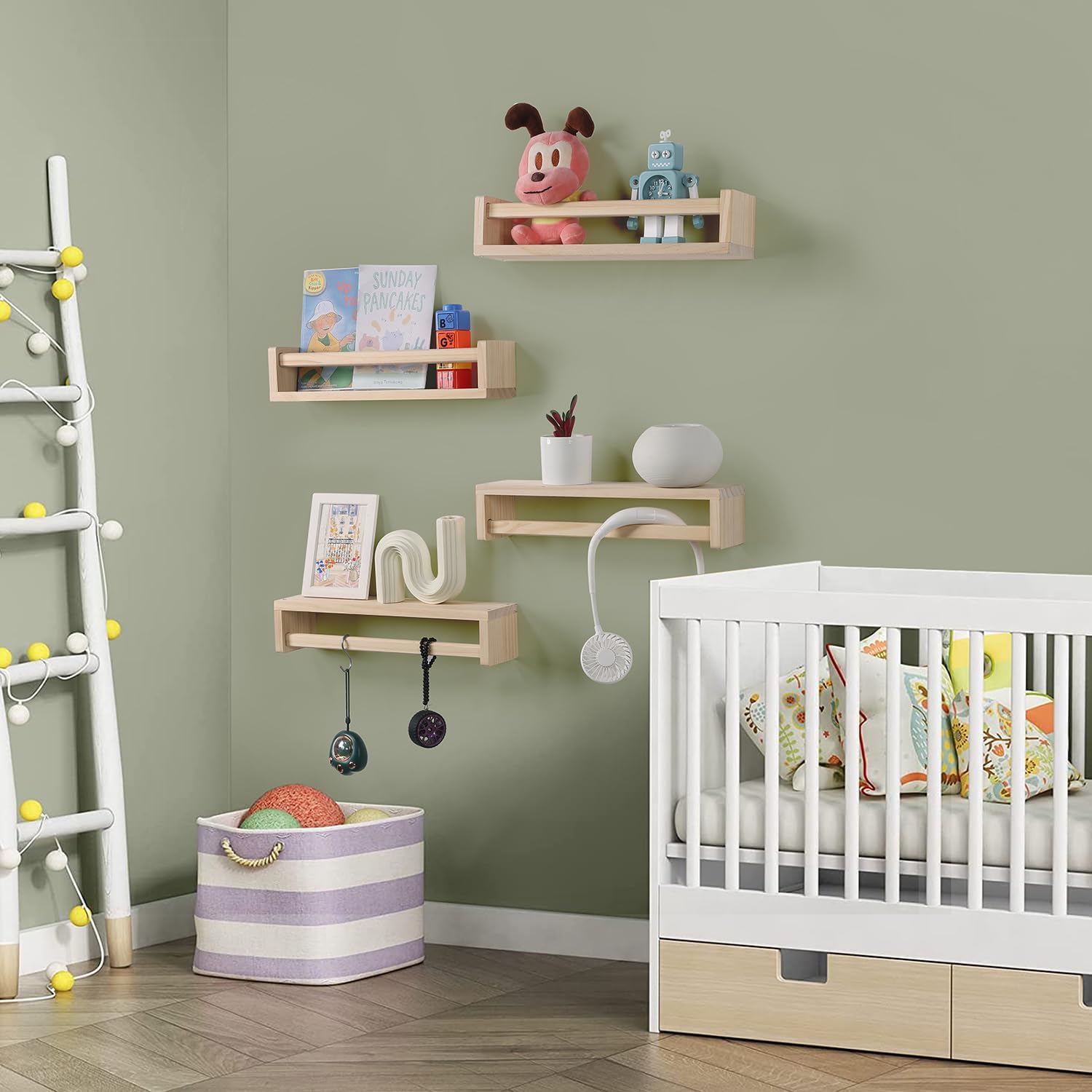 DUICIRX 4-Piece Floating Book Shelves for Kids Room