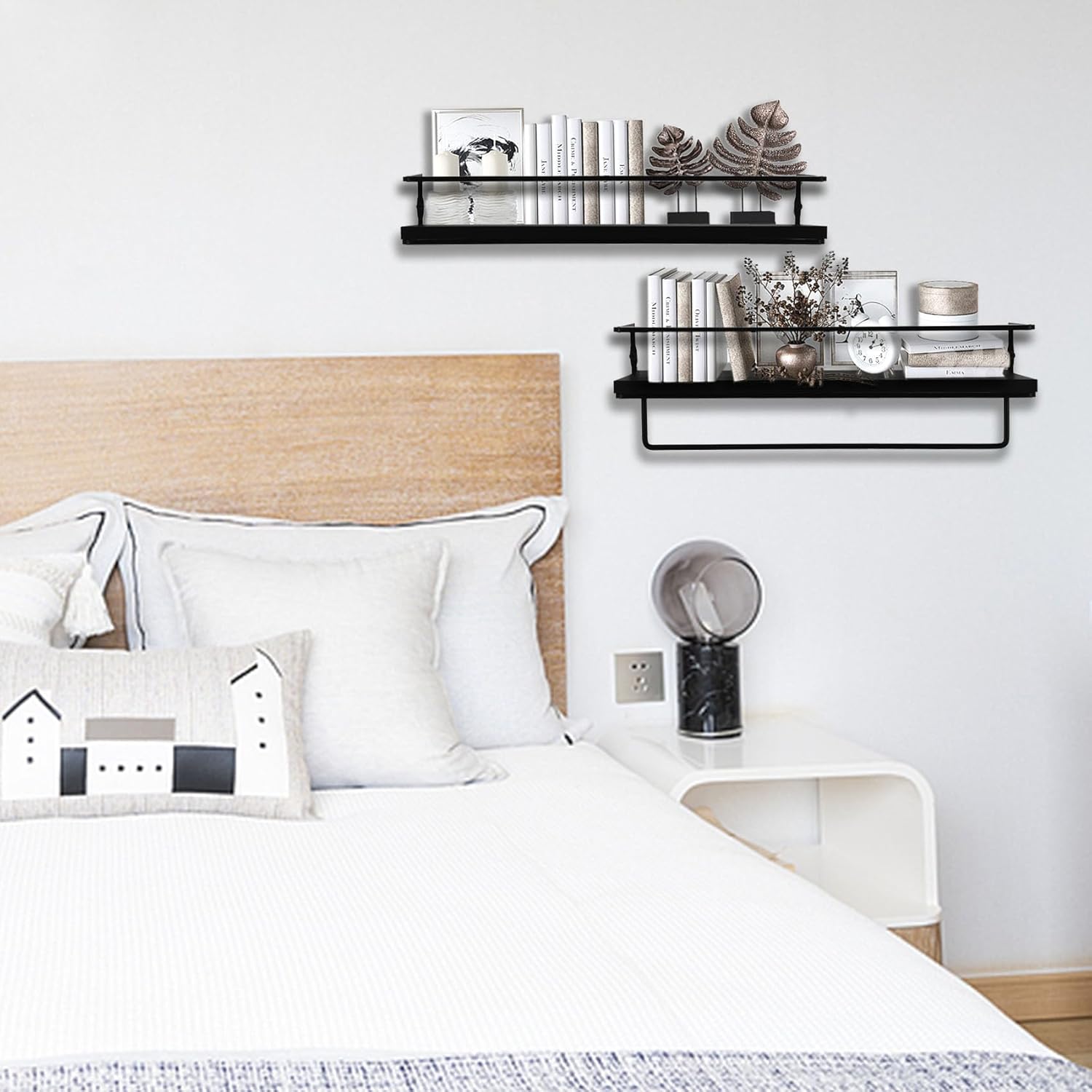Modern Floating Shelf Set with Towel Rack for Bathroom Storage