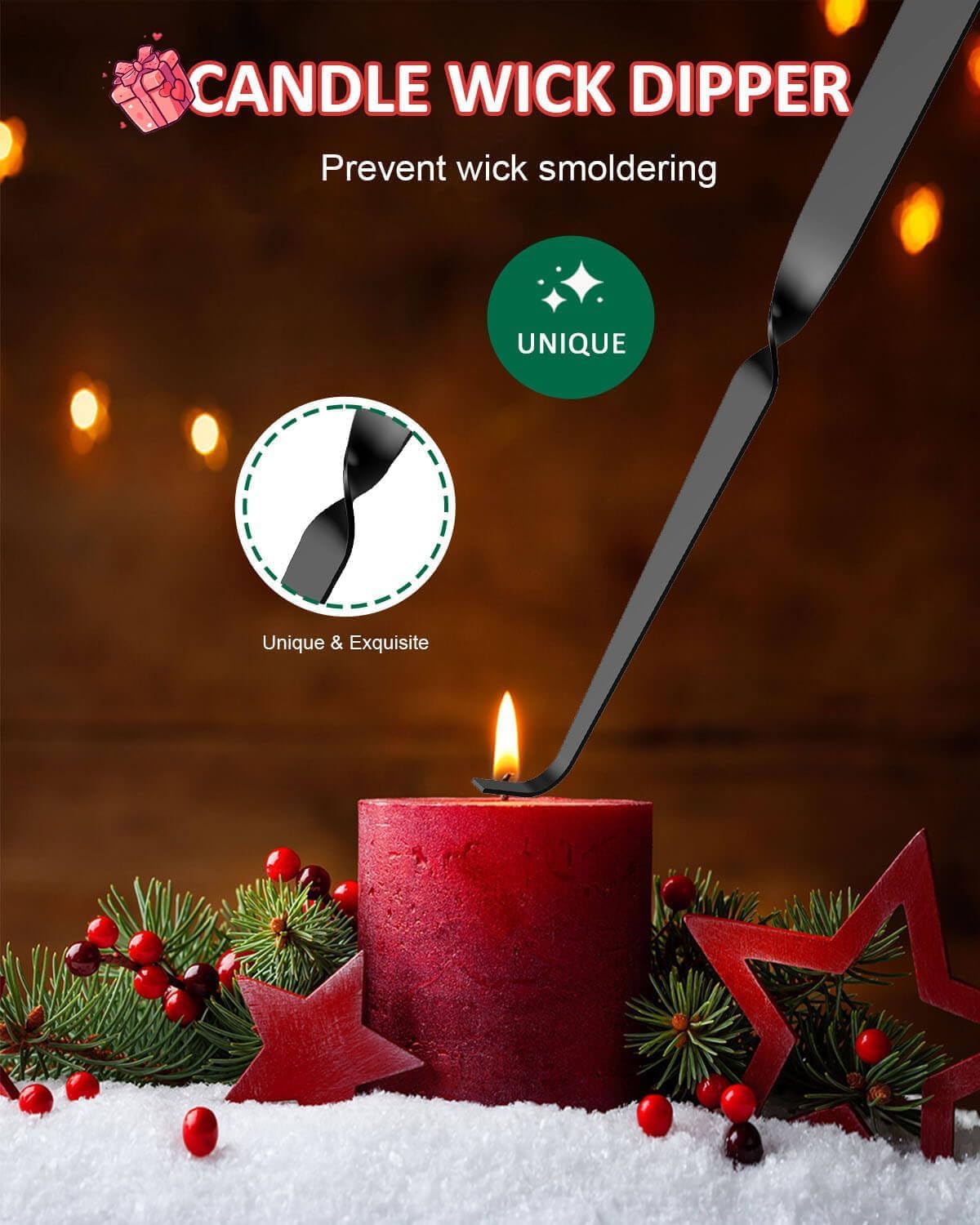 Burtok 4-in-1 Candle Care Kit with Red Heart Design