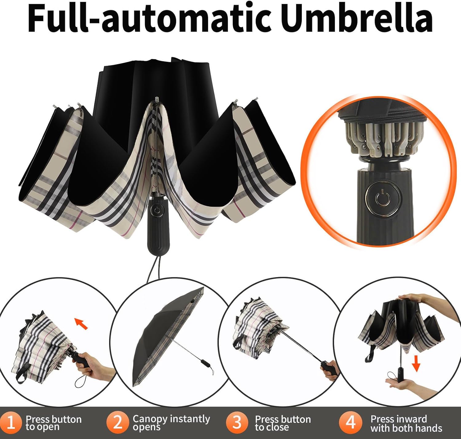 Compact Travel Umbrella with Inverted Design