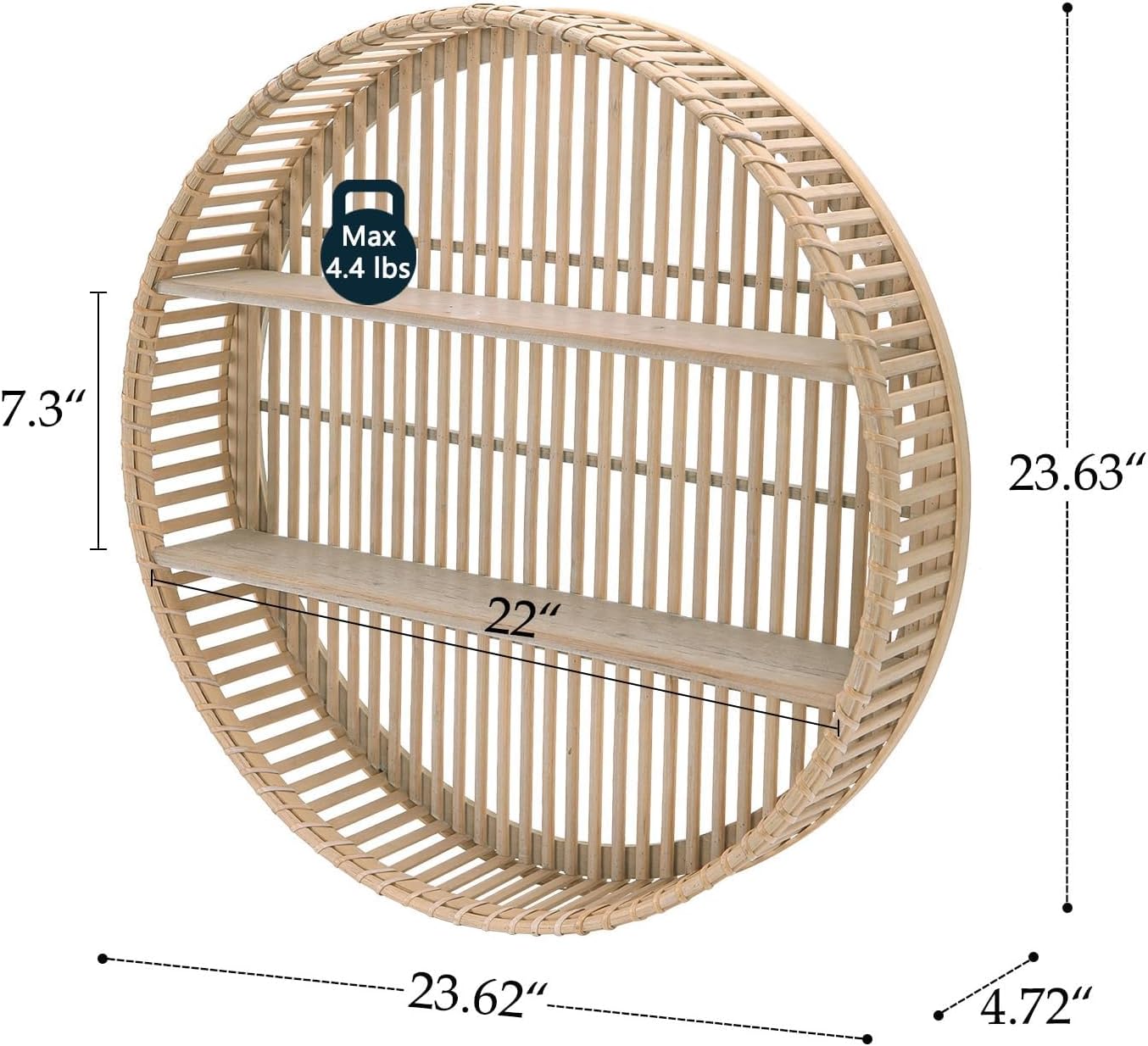 3 Tier Rattan Wall Shelf Boho Farmhouse Decor