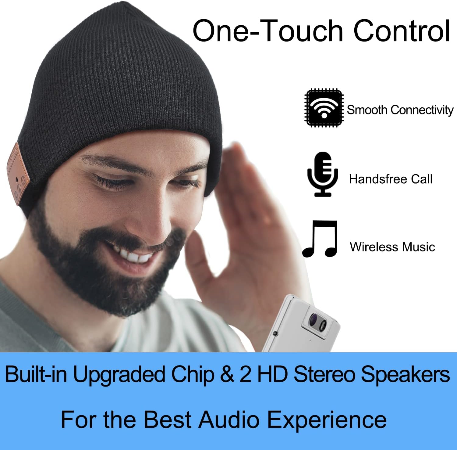 Bluetooth Beanie Headphones with 250mAh Battery for Extended Play