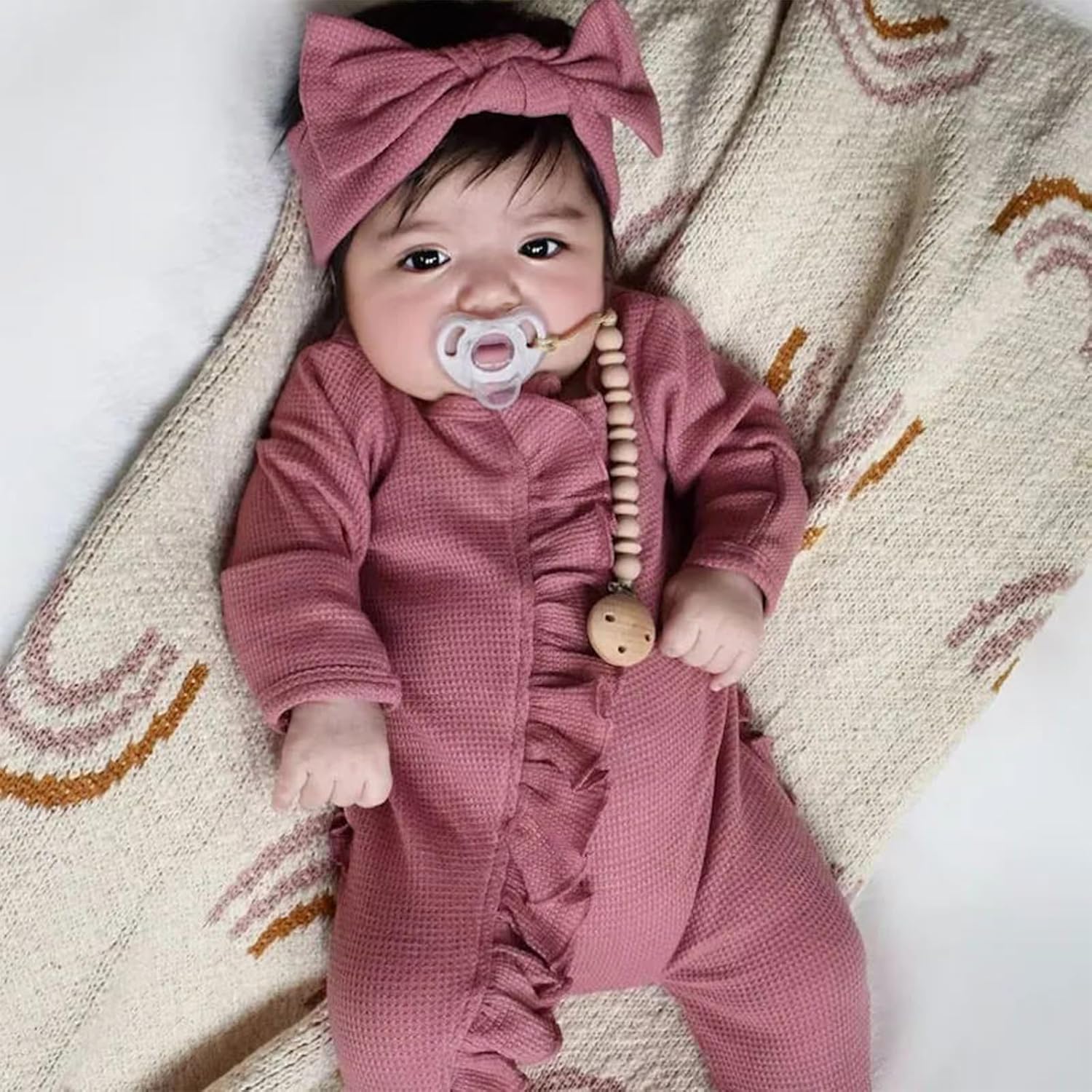Personalized Newborn Girl Onesie With Ruffled Bow