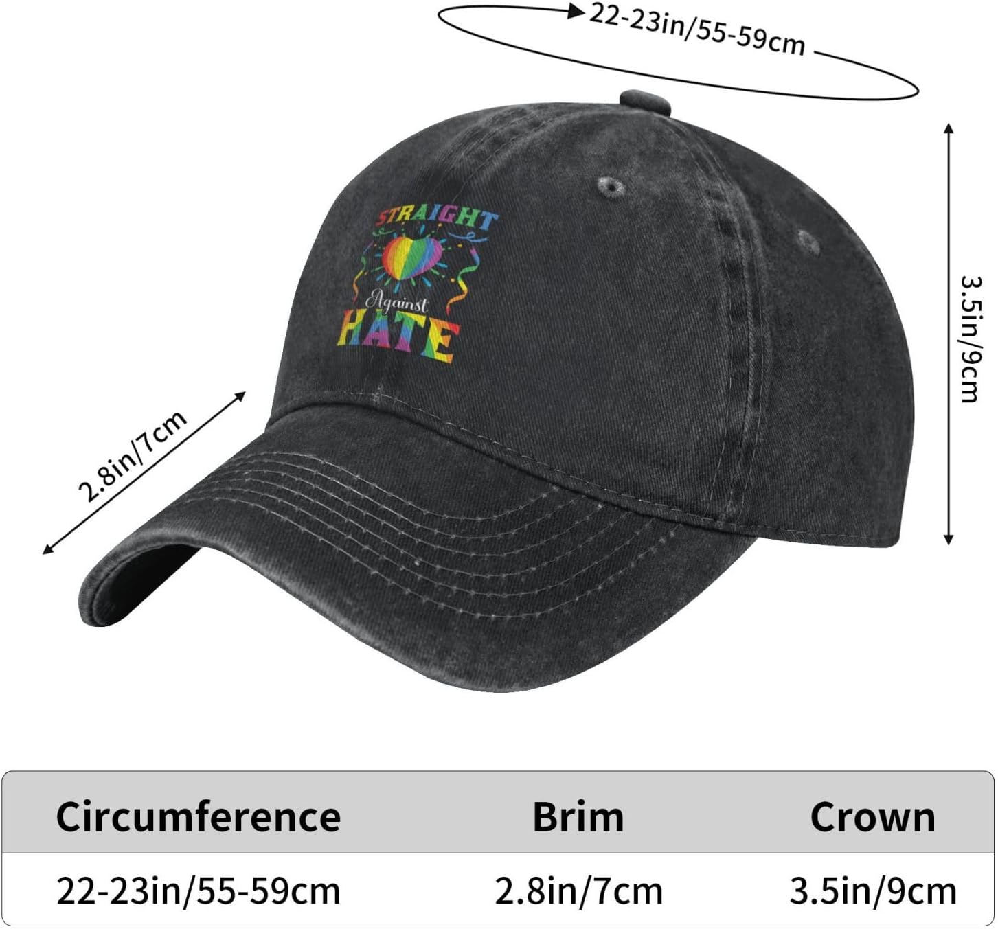 RTATBY Straight Against Hate Washed Denim Baseball Cap