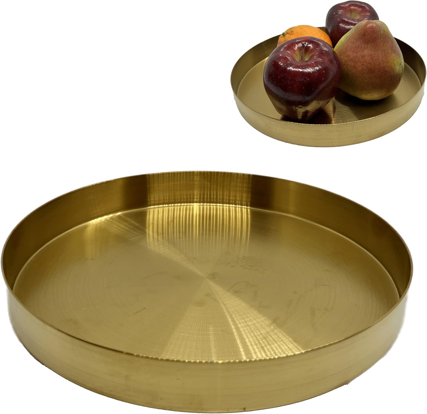 Wick Works 85 In Gold Decorative Round Tray