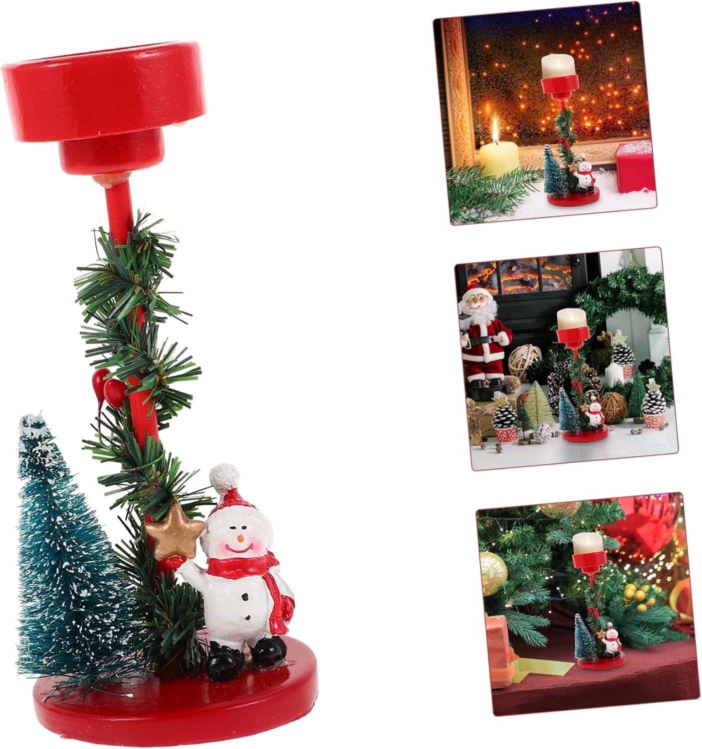 VINTORKY Cute Retro Snowman Candle Holder