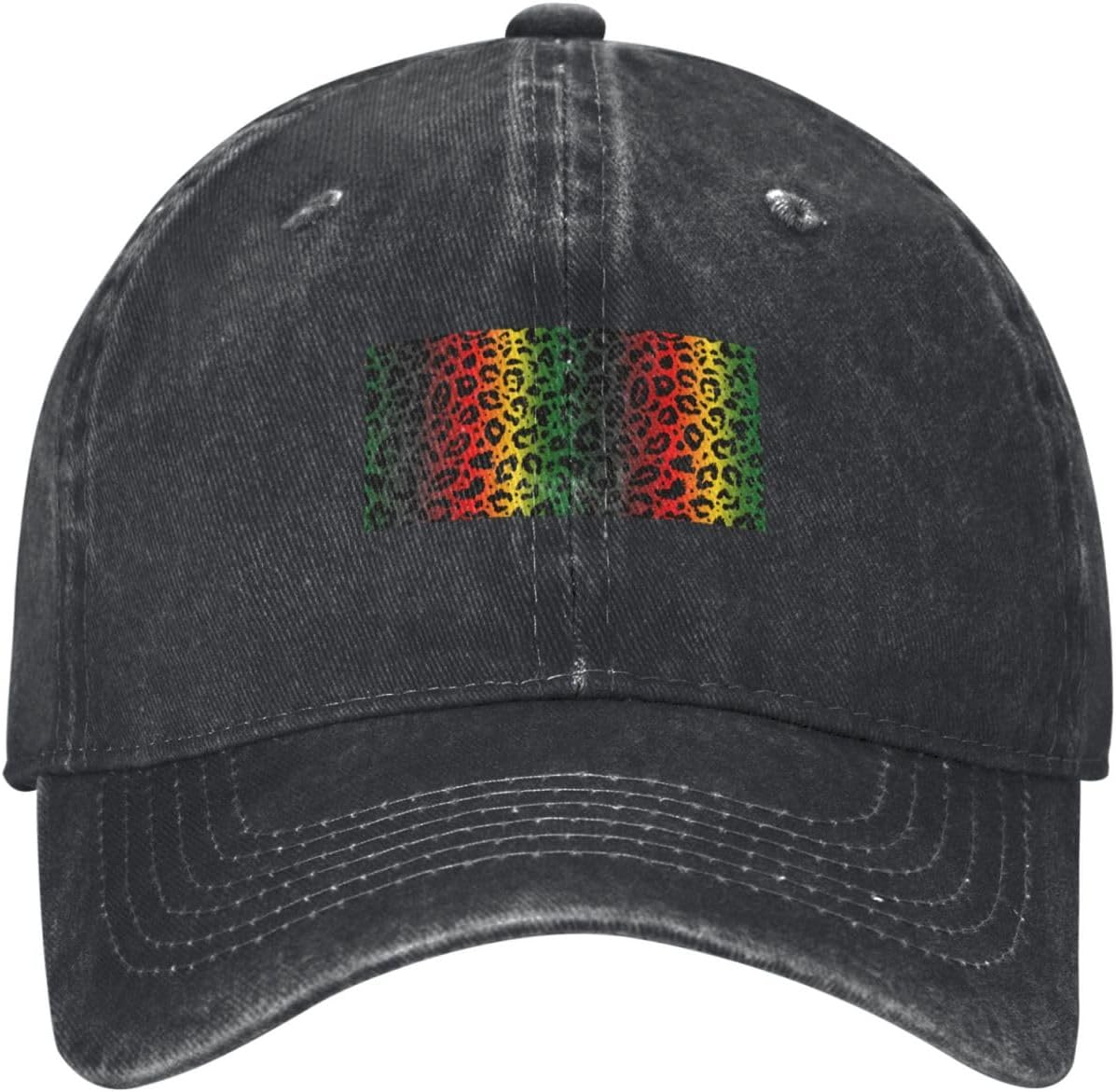 Leopard Print Baseball Cap - Washed Denim Lightweight Breathable