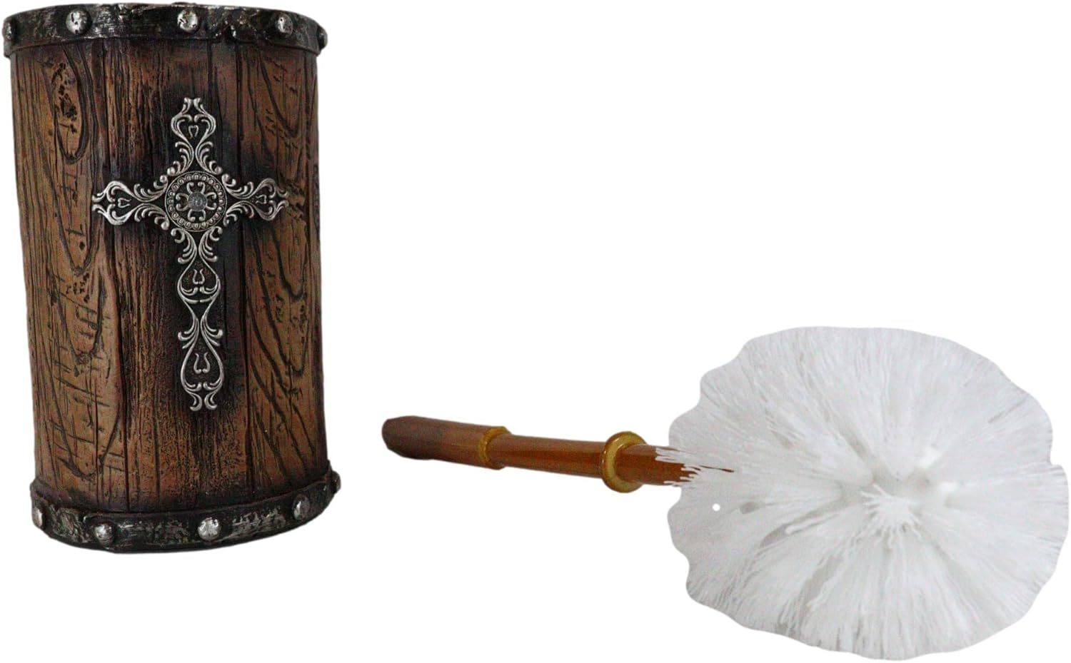 Ebros Gift Rustic Western Scroll Art Toilet Brush Set