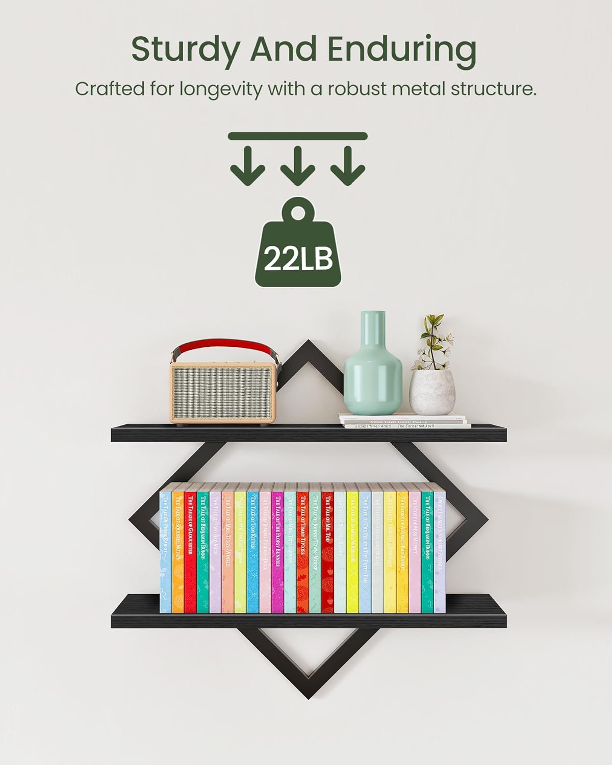 CHOEZON 2-Piece Floating Shelves Set Black Industrial Style