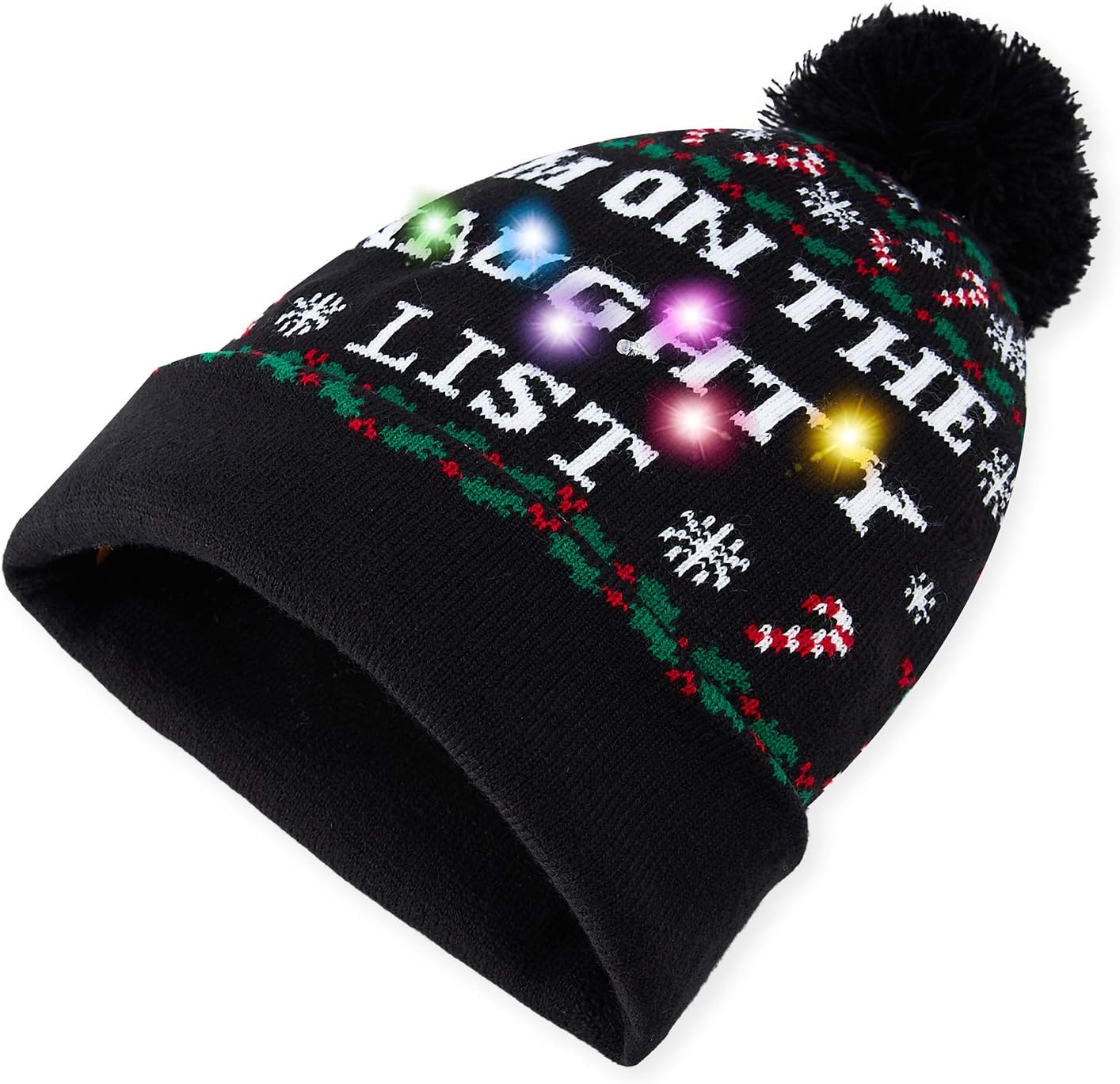 Idgreatim 6 Light LED Ugly Christmas Sweater Hat Beanie Cap for Party