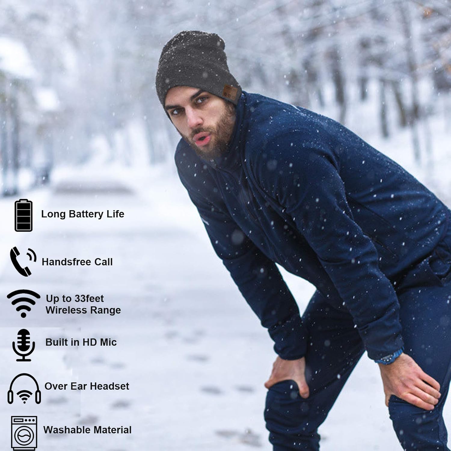 Wireless Music Beanie Hat for Men Women