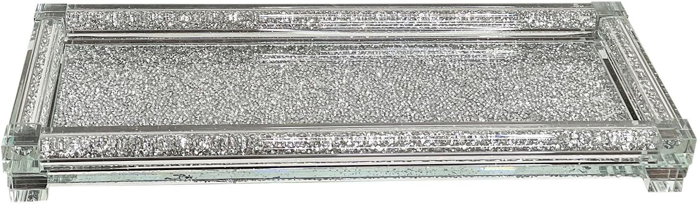 Strawberry Fairy Elegant Glass Tray with Crushed Diamond Design