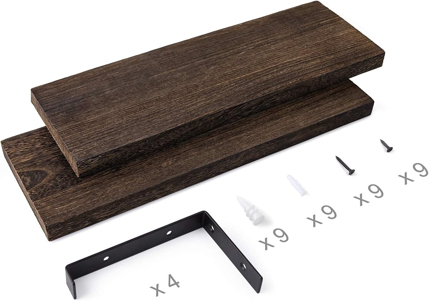 Mkono Rustic Floating Shelves Set of 2 with Lip Brackets