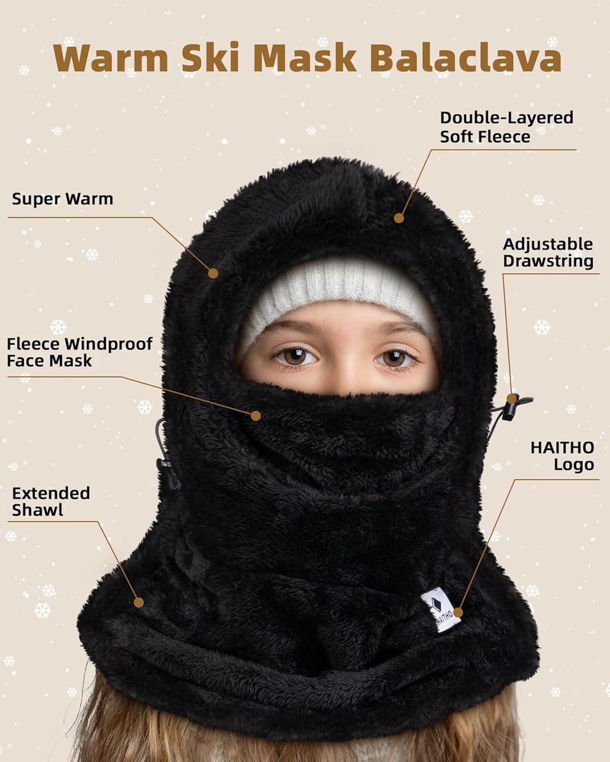 Kids Ski Mask Balaclava with Windproof Hood