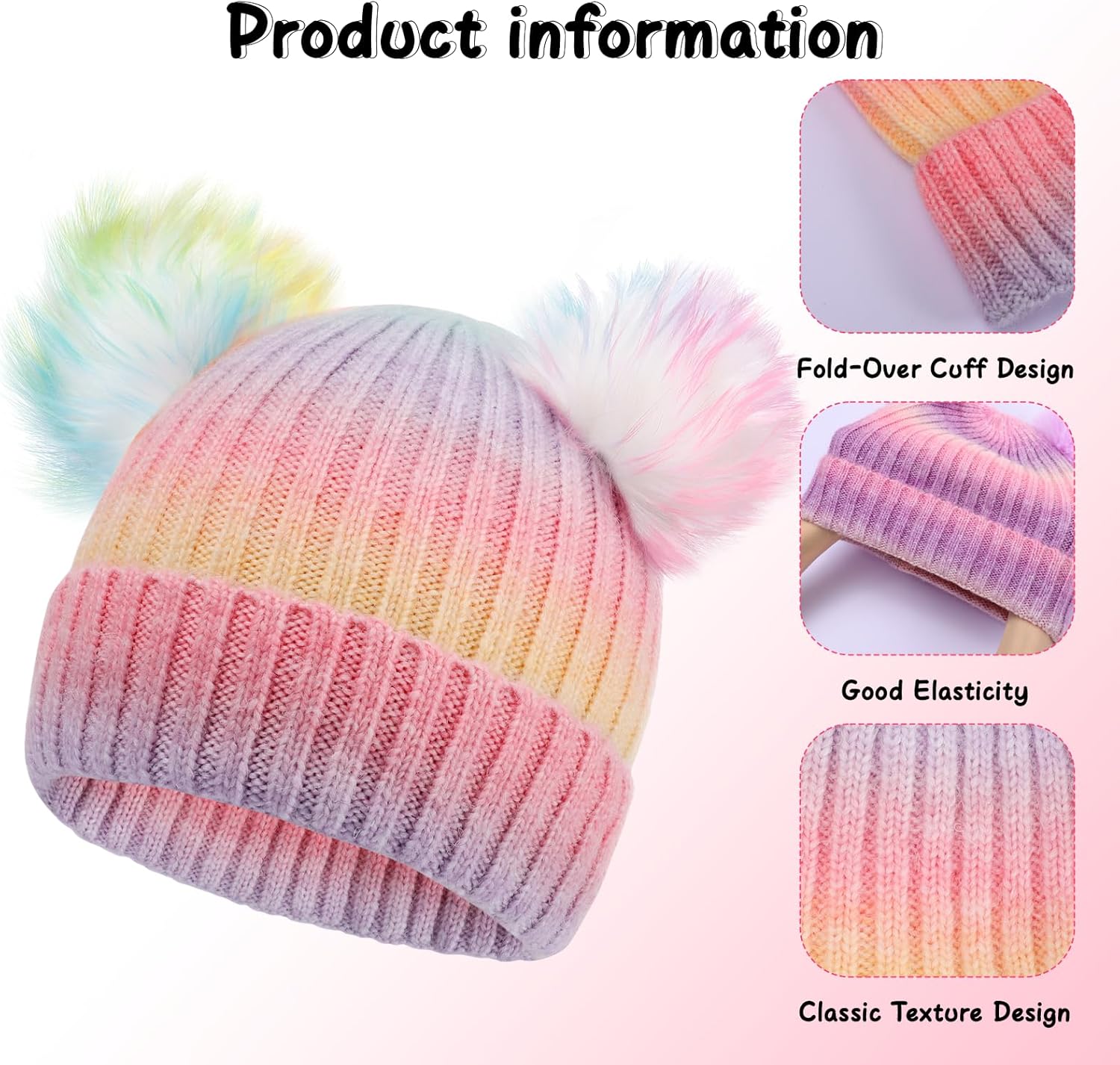 Winter Hat for Kids with Double Pom Pom Beanie