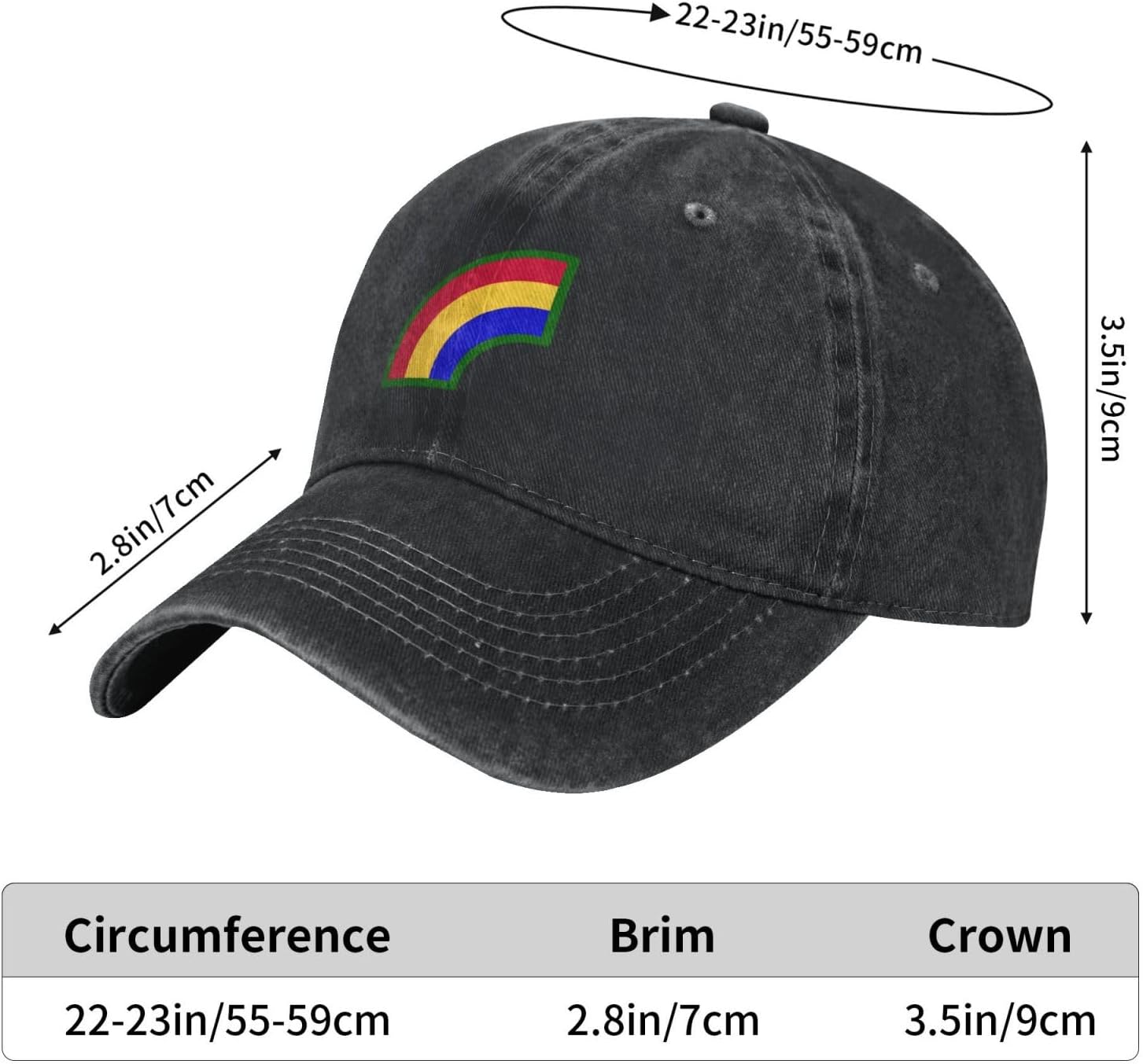 42nd Infantry Division SSI Washed Denim Baseball Cap For Men and Women