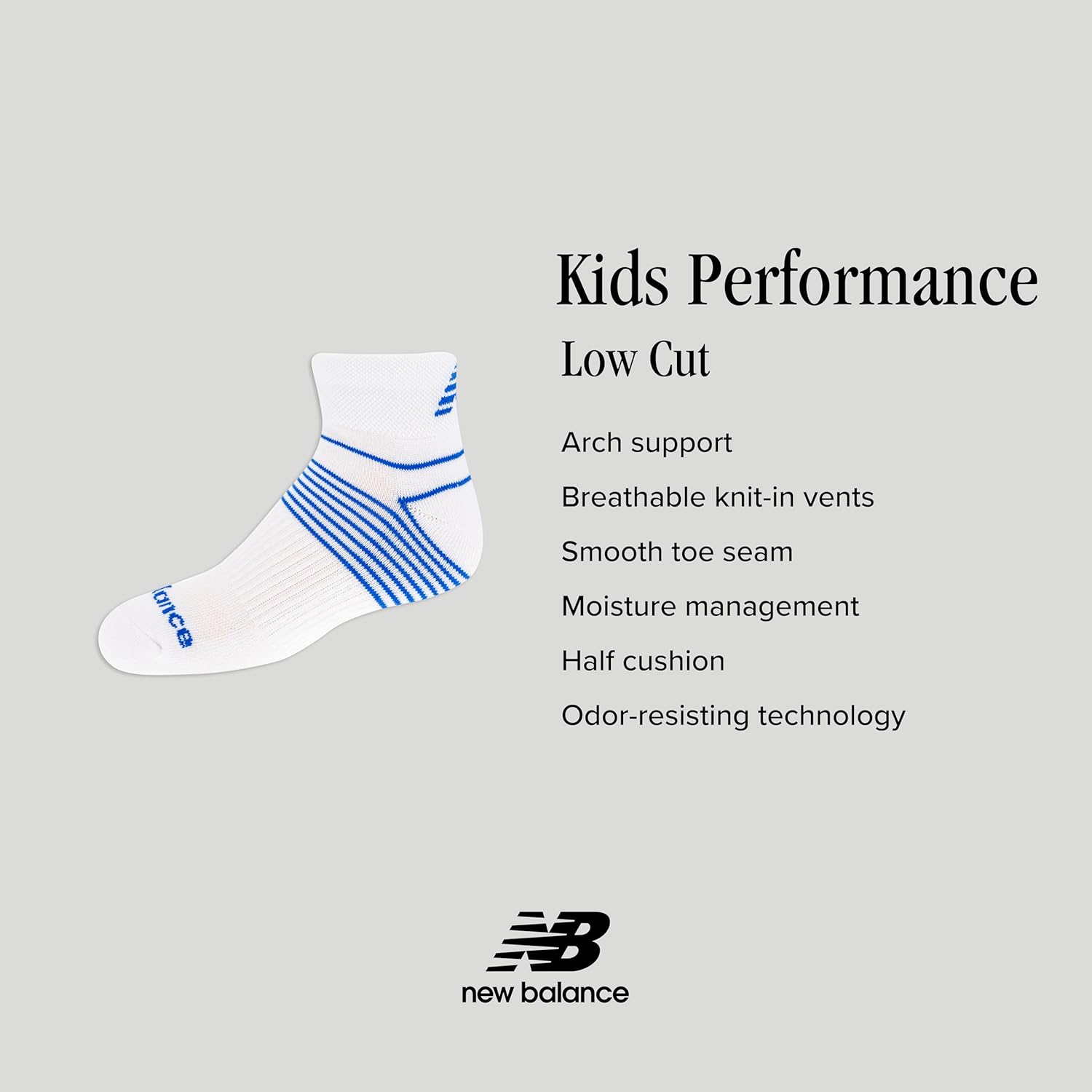 New Balance Kids Performance Cushioned Low Cut Socks 8 Pairs