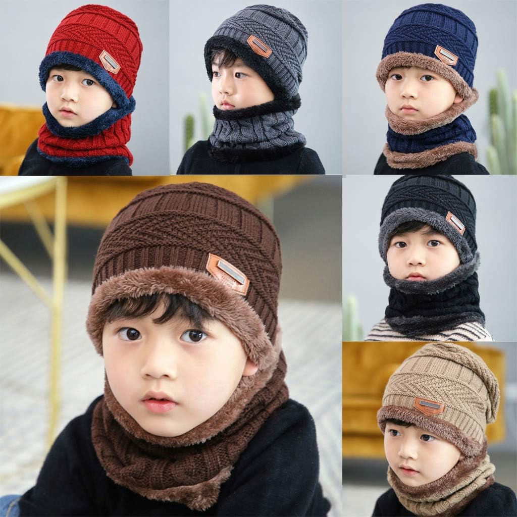 Kids Winter Beanie Hat and Scarf Set with Pompom