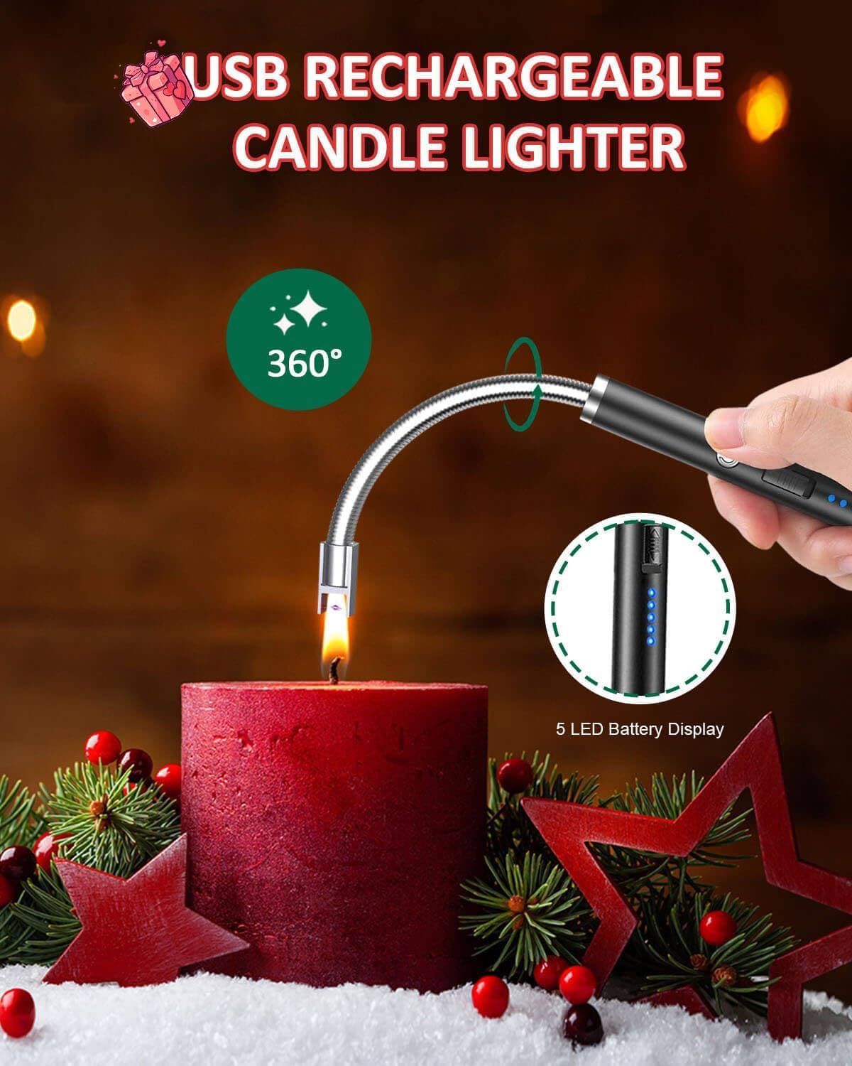 Burtok 4-in-1 Candle Care Kit with Red Heart Design