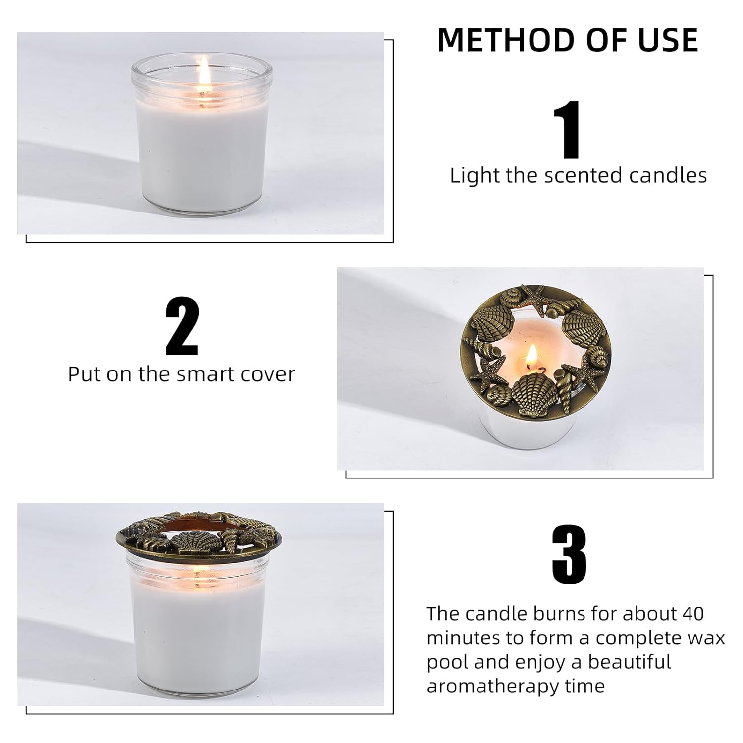 NICENEEDED Shell Starfish Candle Topper Gold