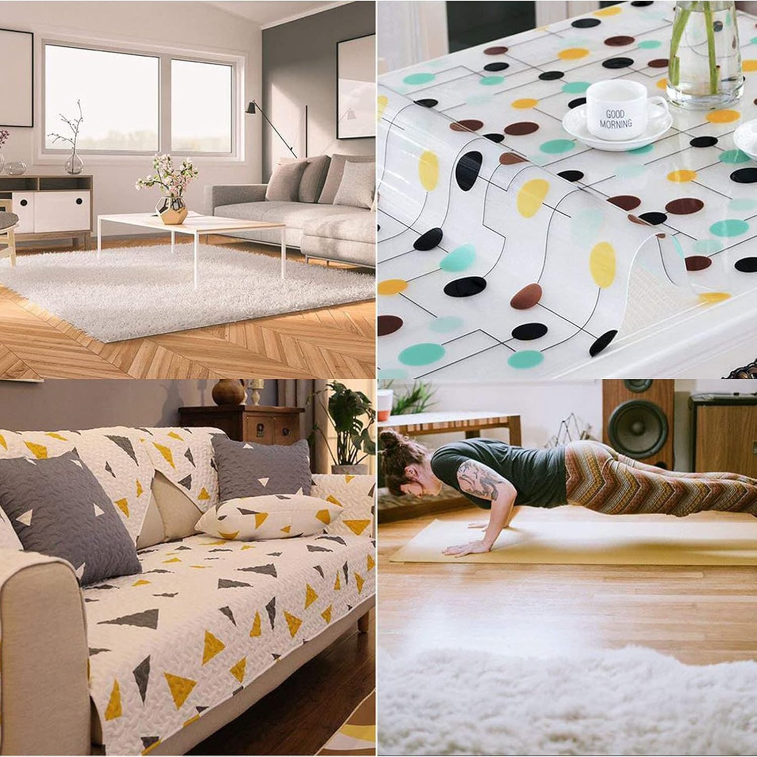 Xrrxy Non-Slip Rug Pad Liner 3x5 Ft PVC