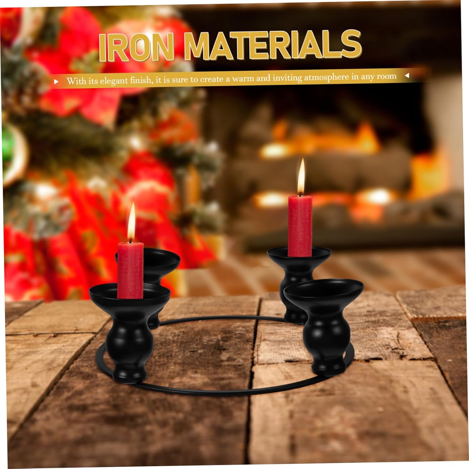 PRETYZOOM Iron Taper Candle Holder Ring for Christmas Wreath