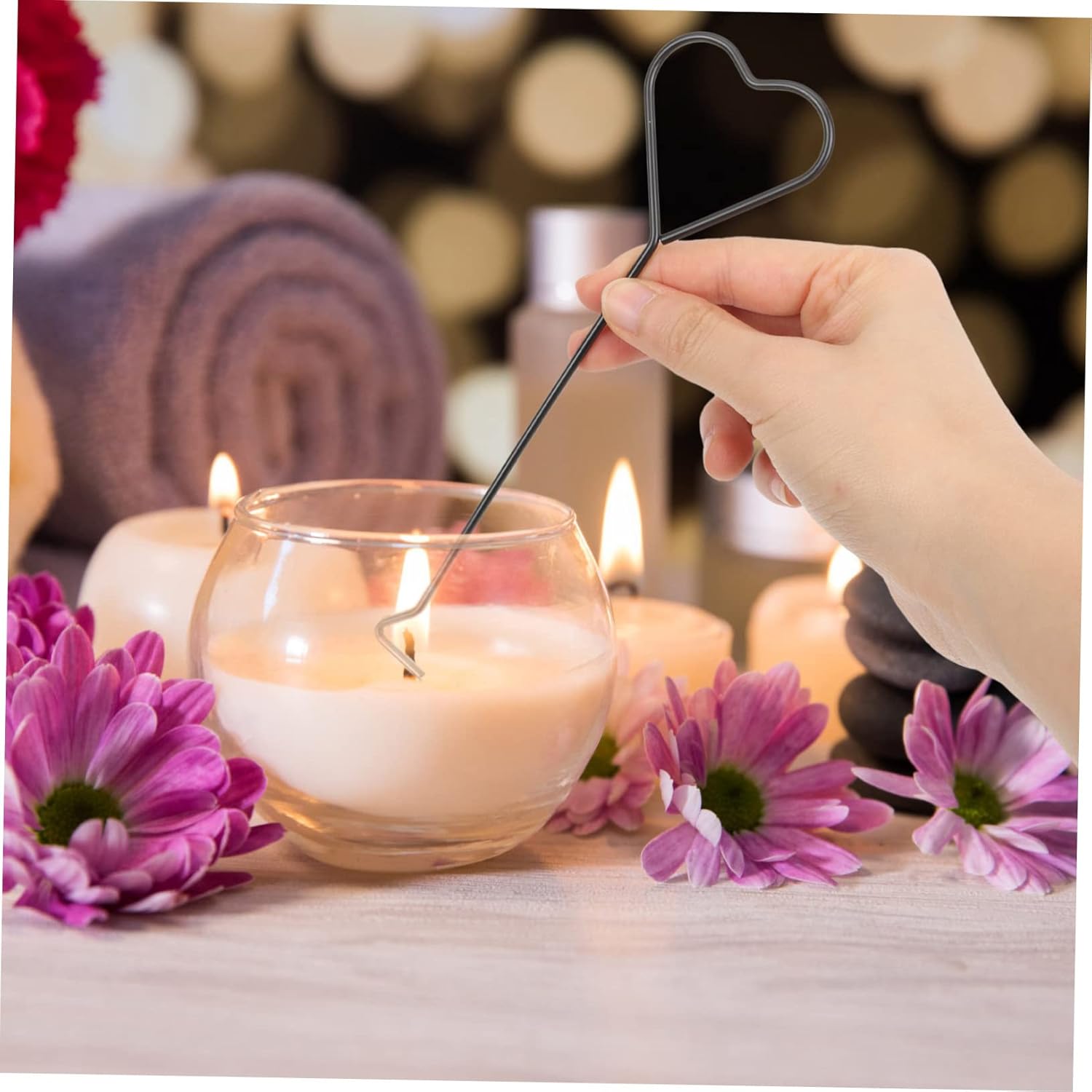 Luxshiny 4pc Heart Shape Candle Wick Hooks