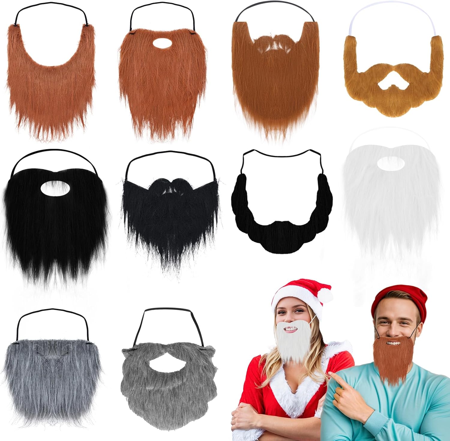 10 Pcs Fake Beards Funny Realistic Beards for Men