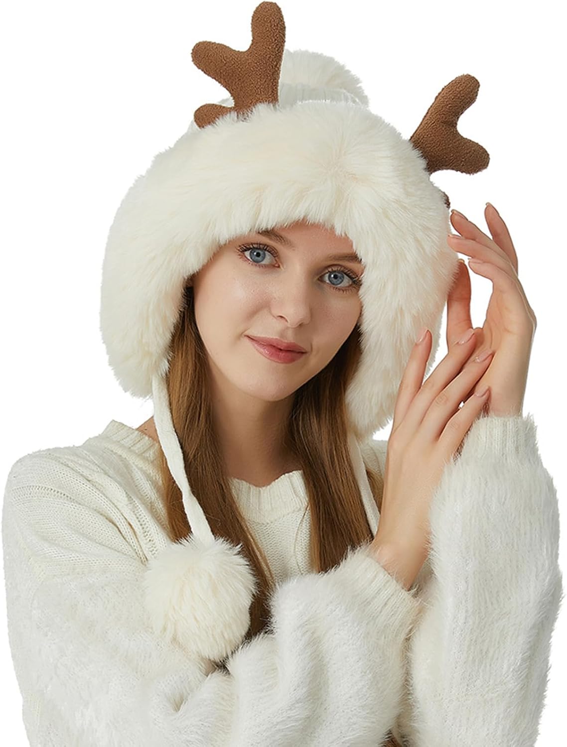 FCLEIH Plush Knit Hat for Winter Men Women Kids