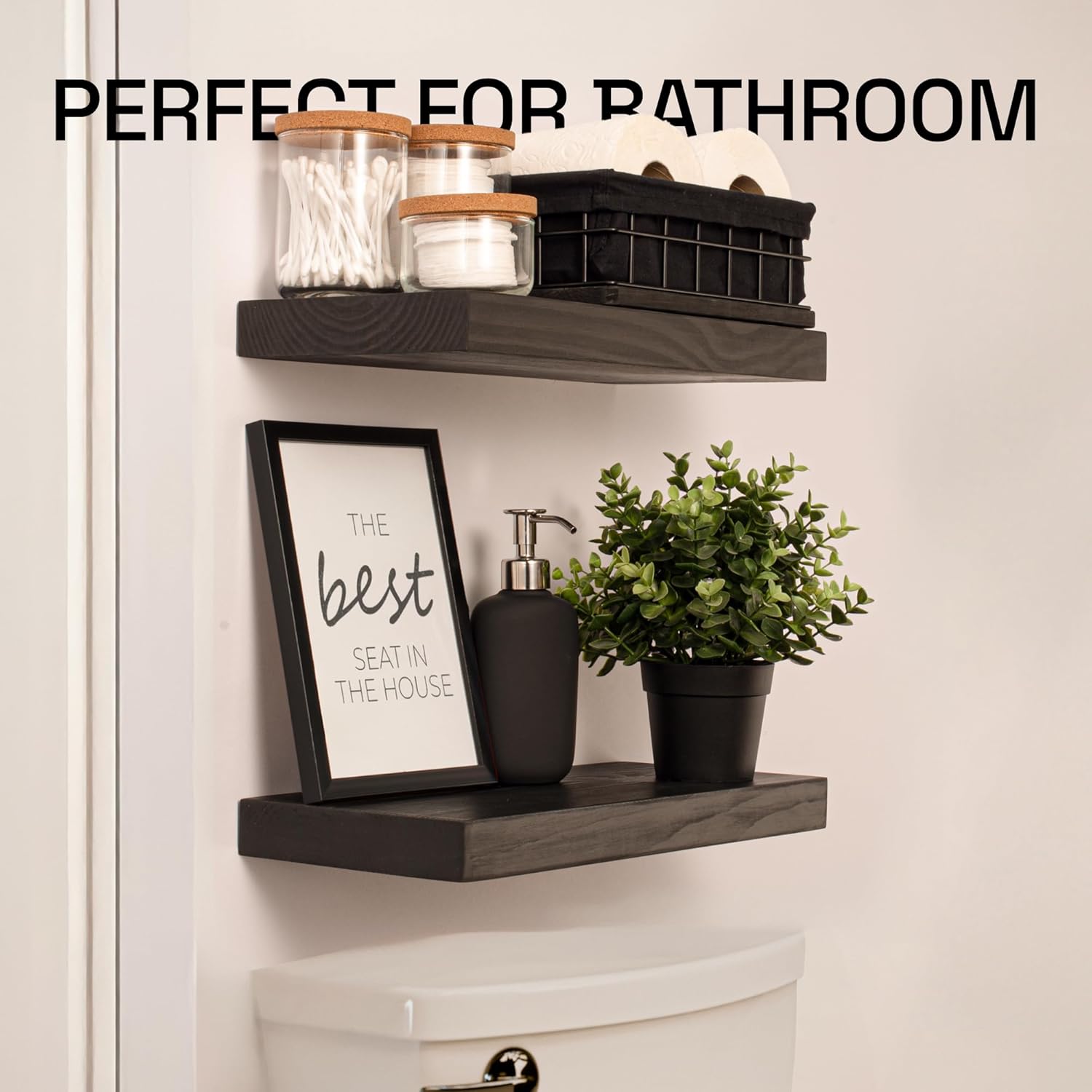BAOBAB WORKSHOP Floating Shelves Set of 2 - Black Natural Wood