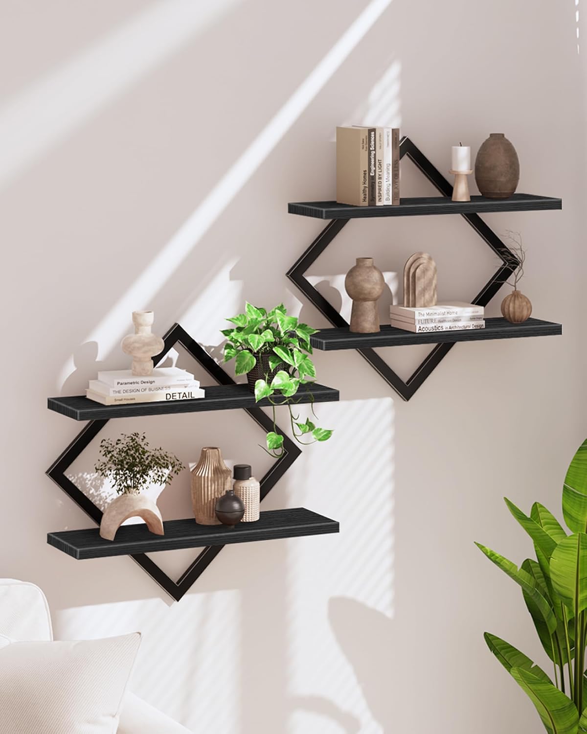 CHOEZON 2-Piece Floating Shelves Set Black Industrial Style
