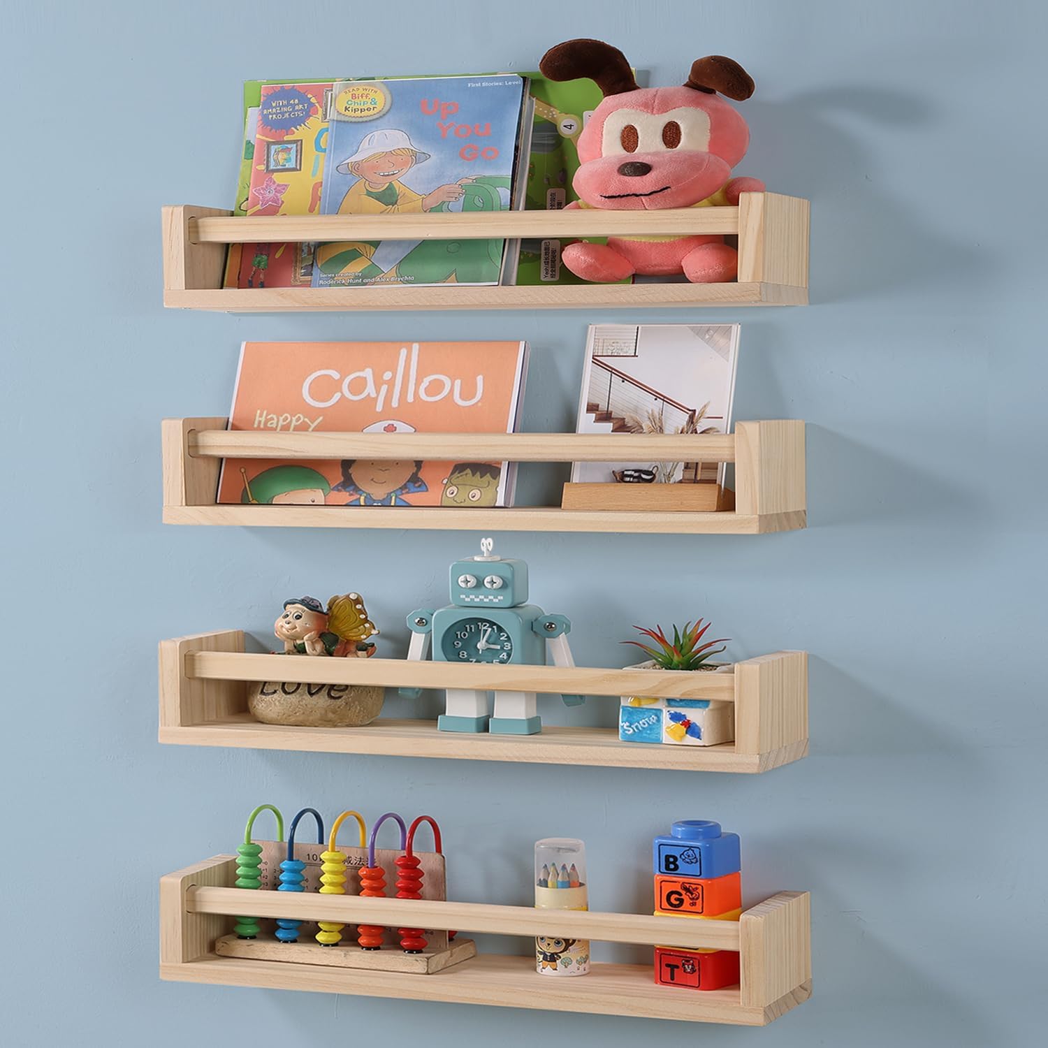 DUICIRX 4-Piece Floating Book Shelves for Kids Room